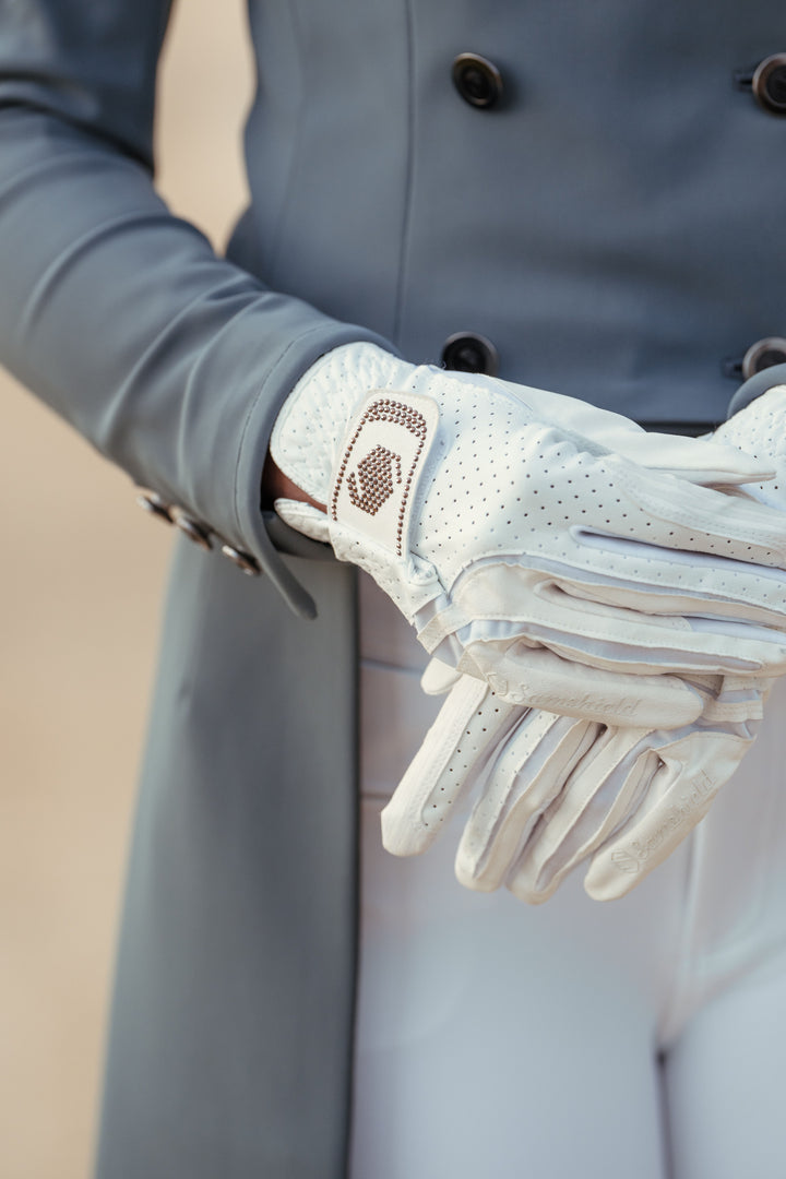 Samshield V-Skin Swarovski Riding Gloves - White Pink Gold