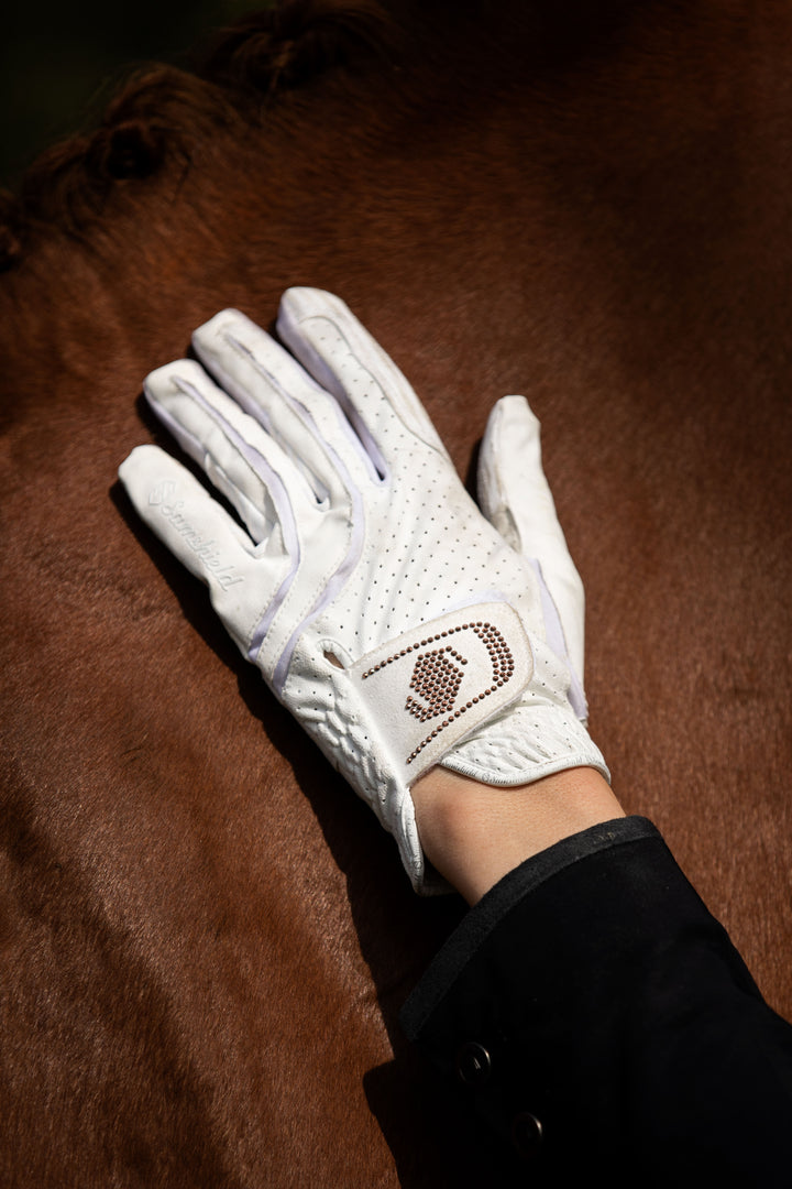 Samshield V-Skin Swarovski Riding Gloves - White Pink Gold