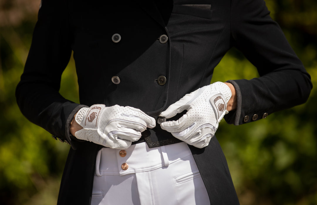 Samshield V-Skin Swarovski Riding Gloves - White Pink Gold