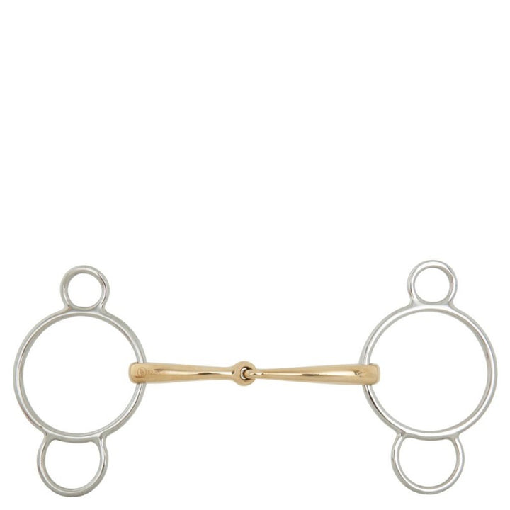 Single jointed three ring gag soft contact - 12 mm Ø centre ring 70 mm