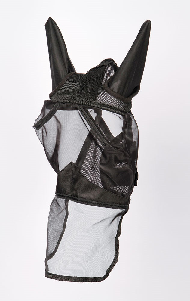 Mesh fly mask with nose protection